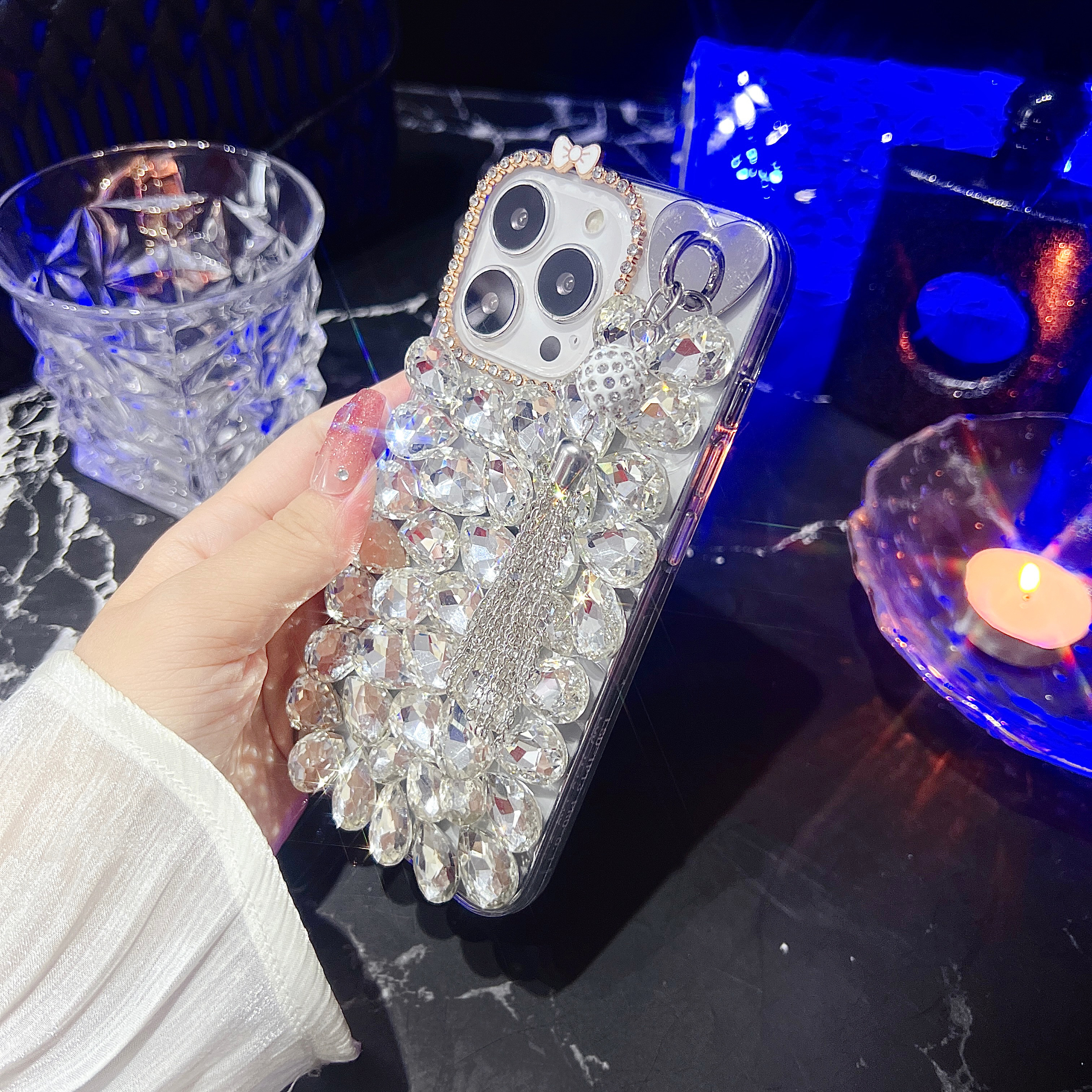 16E 3D Rhinestone Cases For Iphone 16 15 Plus 14 Pro Max 13 12 11 Samsung S25 Edge S24 FE Ultra S23 Soft TPU Luxury Crystal Bling Diamond Bow Cute Lov