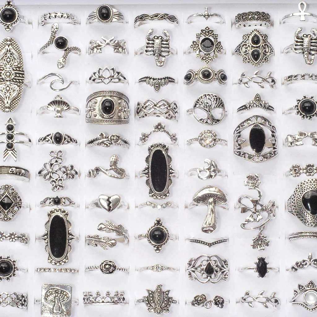 203050pcs Bulk Mix n Bohemia Vintage Rings For Women Ancient Silver Plated Metal Fashion Charms Party Gift Finger Jewelry 251031