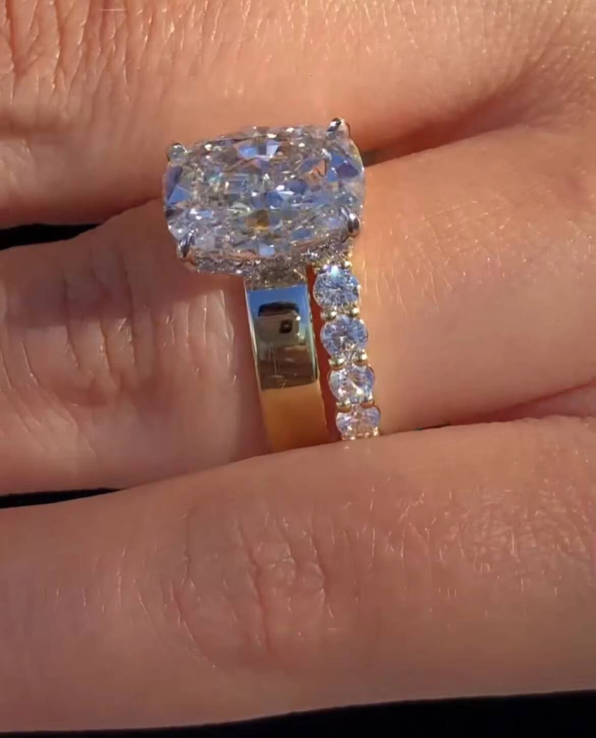 Stunning Cushion Cut Moissanite Bridal Wedding Ring Set Classic Diamond Mossanite Engagement Promise Rings 925 Sterling Silver