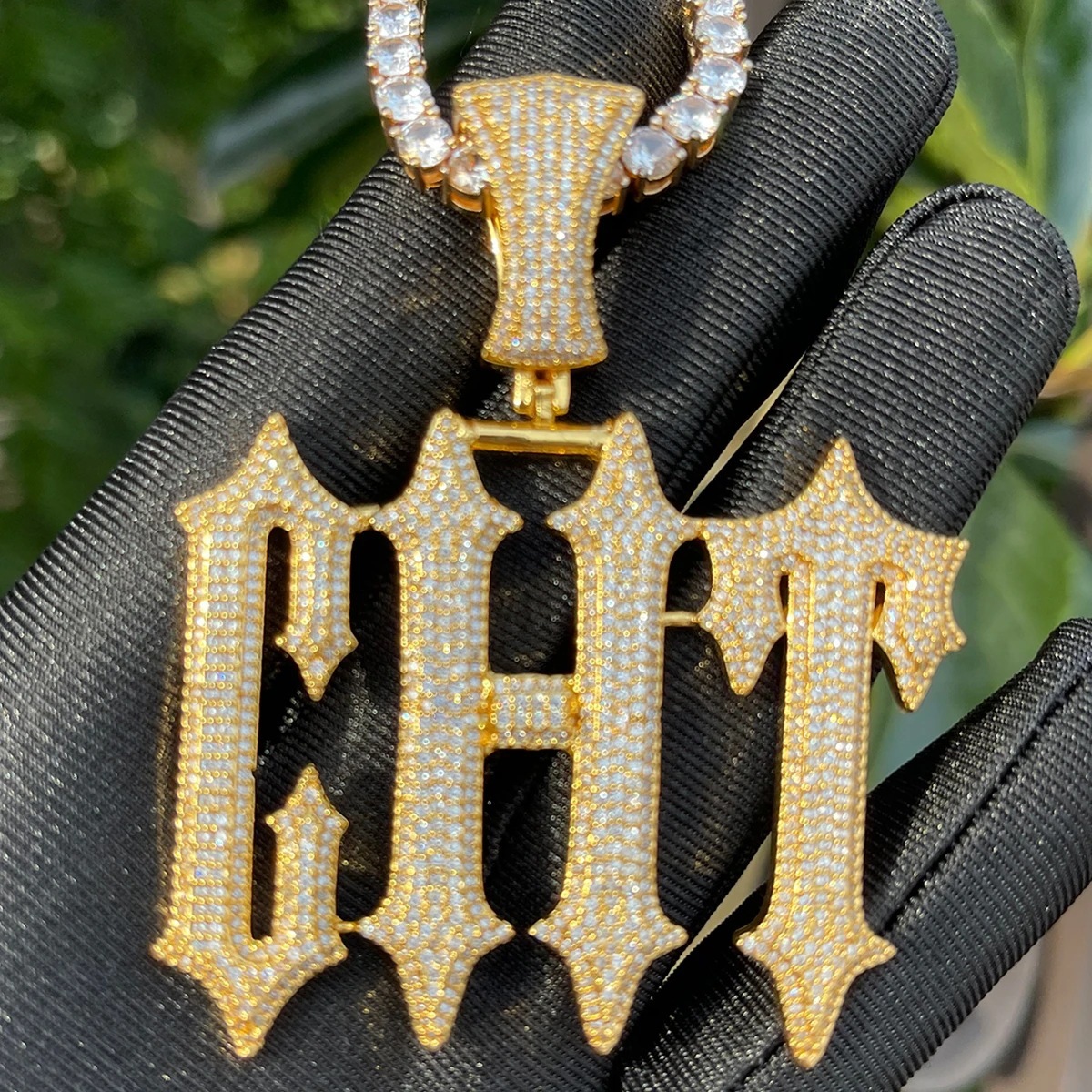 HipHop New Style S925 silver Inlaid Moissanite Large Sword T Font DIY Letter Pendant Necklace Niche Jewelry