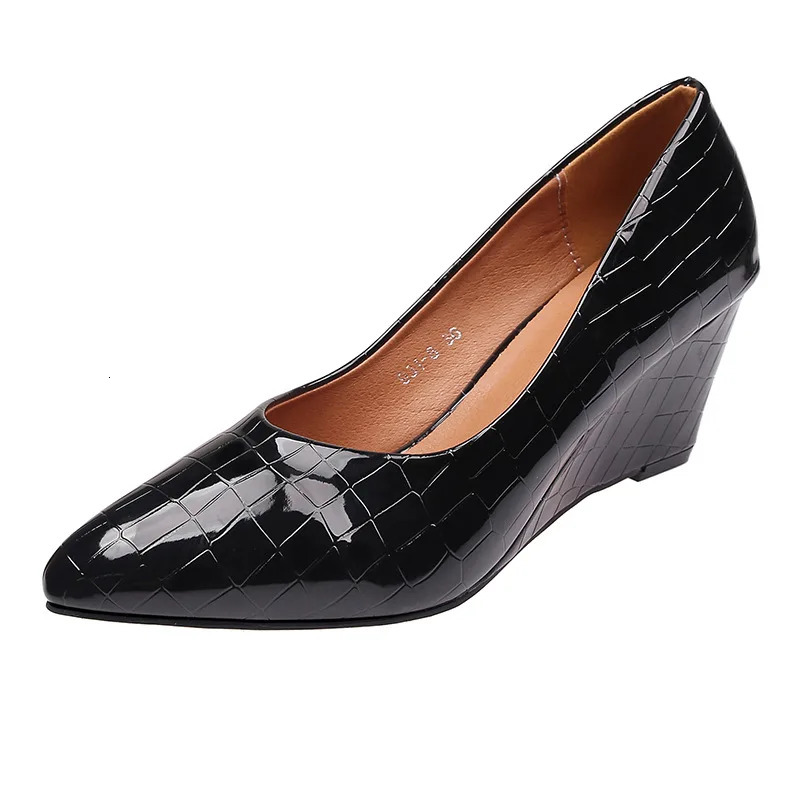 SpringSummer Wedge High Heels Womens Party Shoes Fashion Office Pointed Toe Plus Size 42 Gold Silver Black Pump 250402BJ - view 7