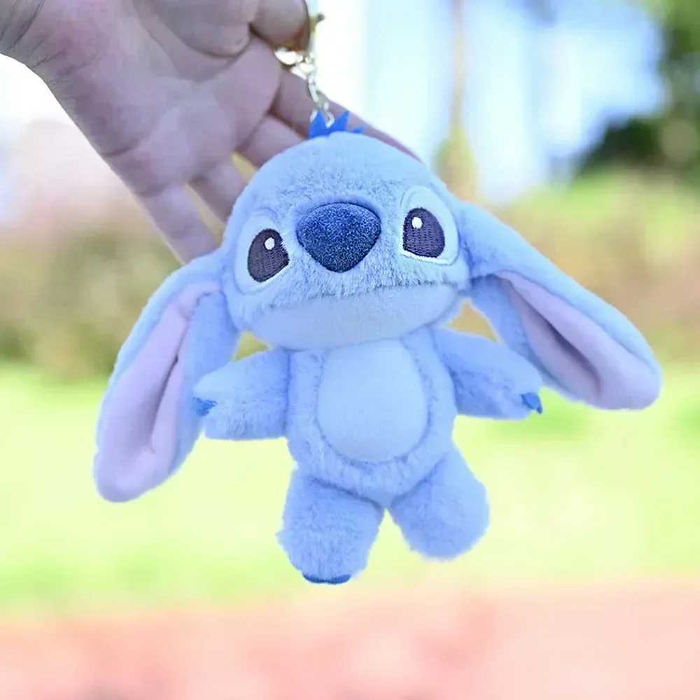 Disney Miniso Kawaii Sewing Plush Keychain Toy Cute Lilo Stitch Doll Angel Plush Cute Filling Bag Pendant Girl Birthday Gift Y250402