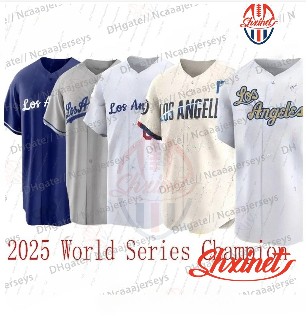 Custom 2025 World Series Champion Baseball Jerseys Yoshinobu Yamamoto Shohei Ohtani Mookie Betts Roki Sasaki Tommy Edman Freddie Freeman Smith Edman