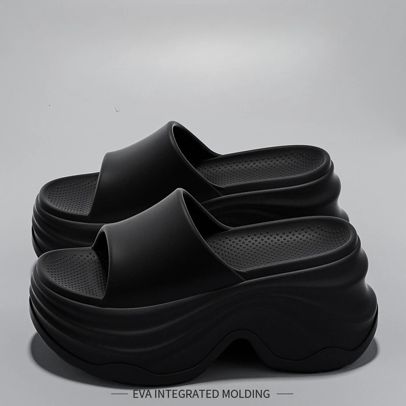 YNPO Solid Color EVA Platform Slippers Women Thick Sole Non Slip Beach Slides Sandals Lady Summer Soft Sole Wedge Heel Slipper 251030