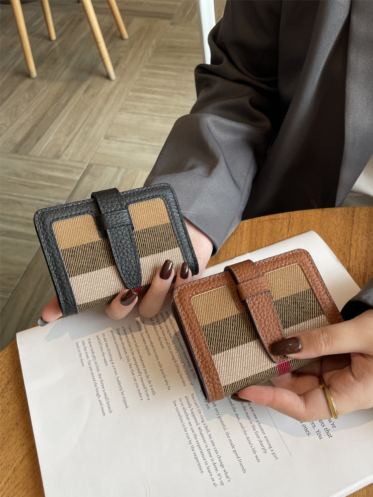 Designer Wallet 2025 New Striped Women's Card Holder, Genuine Leather Slim Wallet with Driver's License Window & Multi Card Slots, High Capa