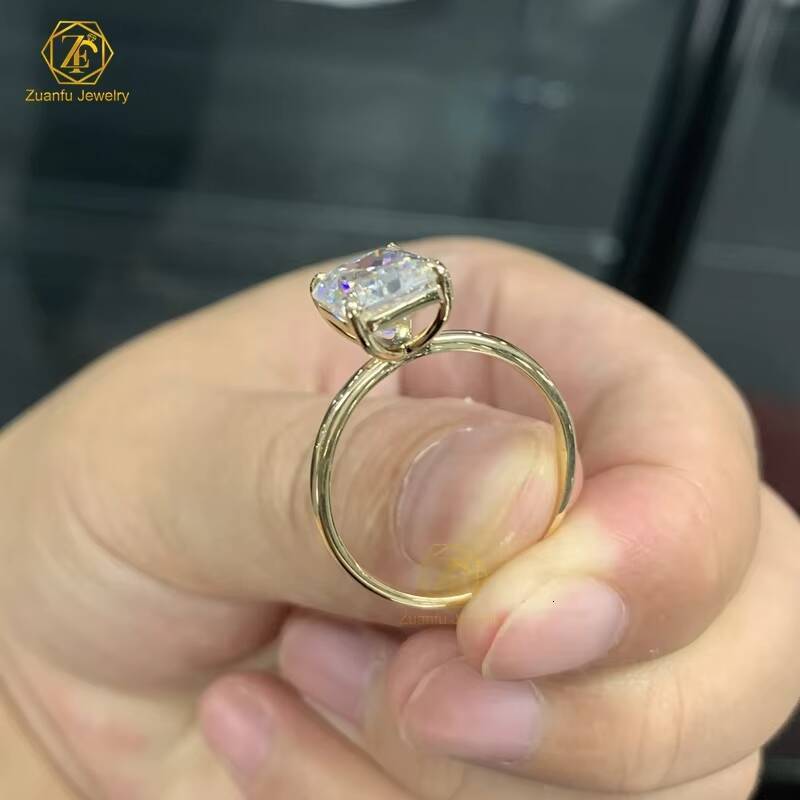 925 Sterling Silver 4ct 8x10mm Diamond Moissanite Engagement Ring 18k Gold Plated Radiant Cut Moissanite Ring