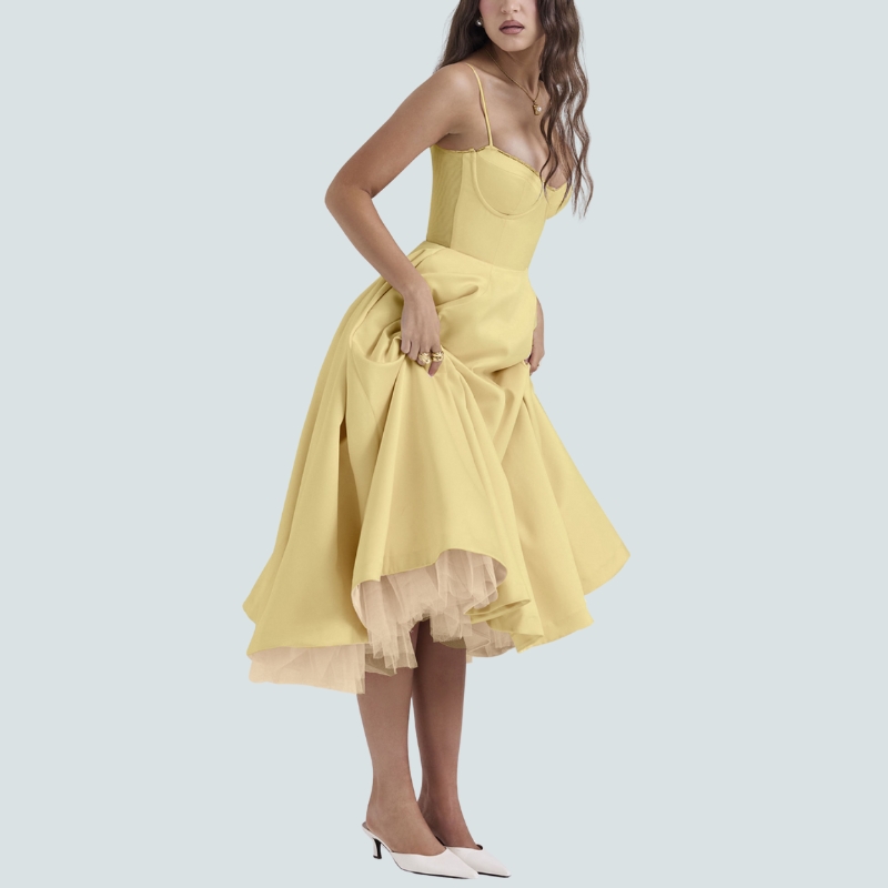 Sexy women's new suspender V-neck sleeveless dress tutu dress long dress
