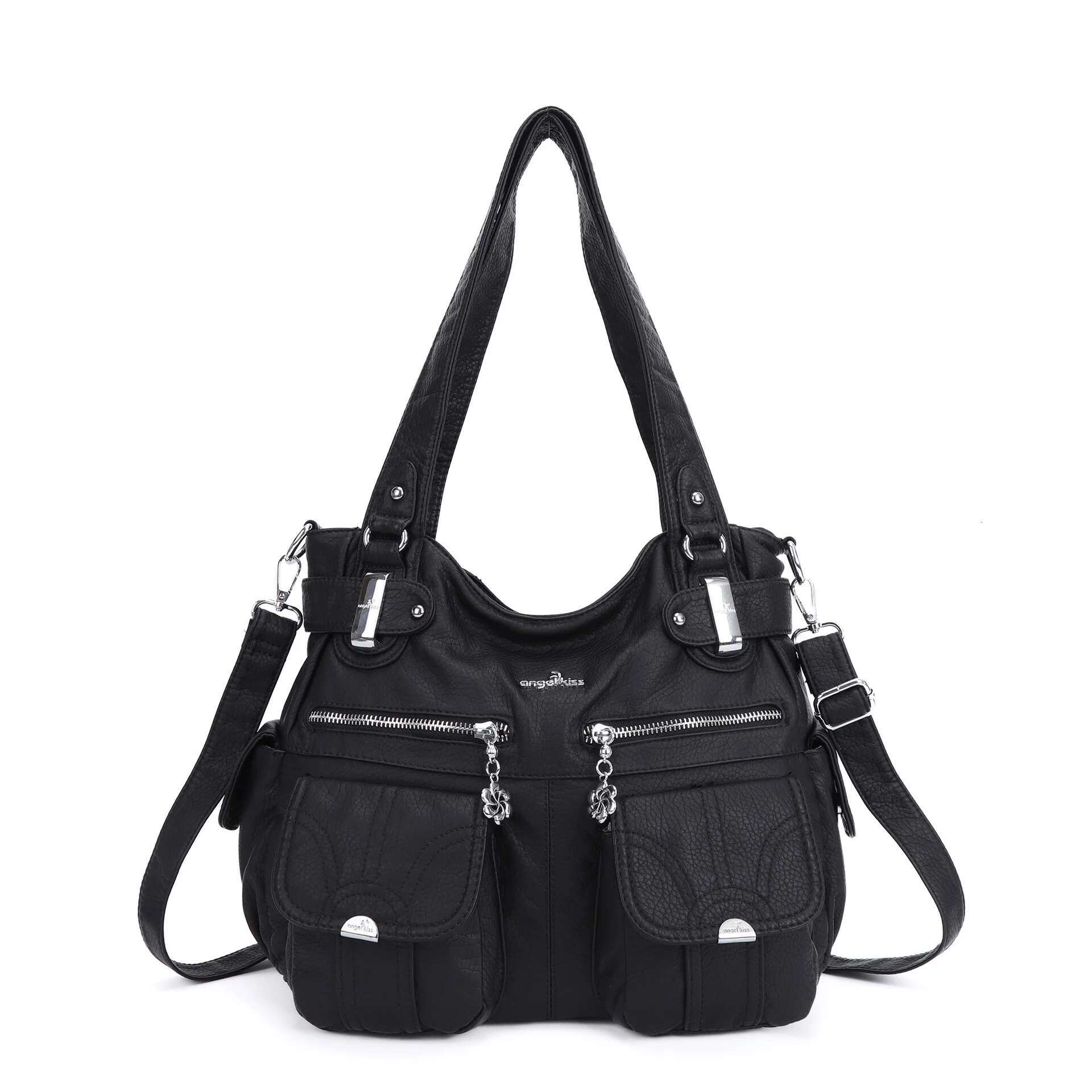 Angelkiss Women Handbags Top-Handle Handbag Multifunctional Washable PU Shoulder Bag 13X17 Casual Shopper Bags Large