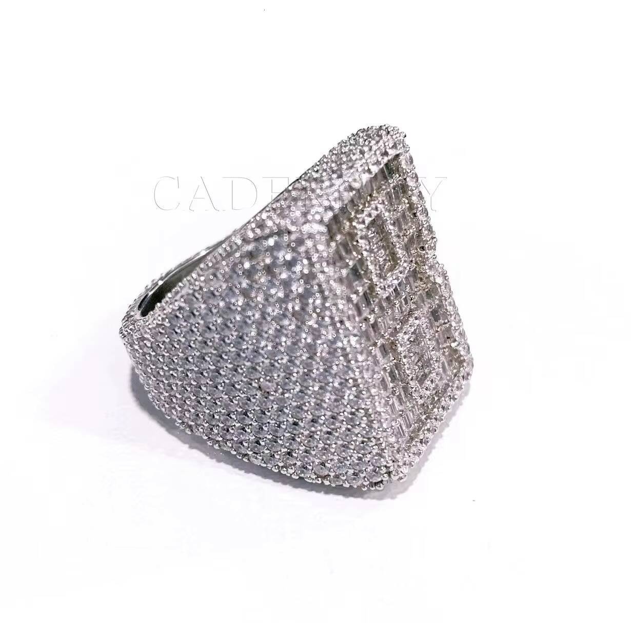 HipHop Jewelry Customize Moissanite Ring Men Iced Out B Letter 925 Sterling Silver D VVS Baguette Moissanite Pinky Ring