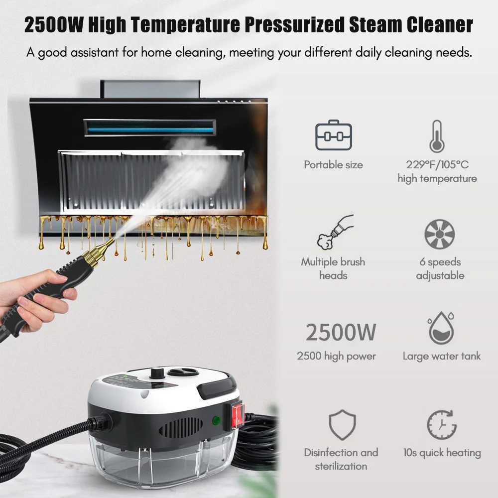 2500W Portable Handheld Steam Cleaner High Temperature Pressurized Steam Cleaning Machine with Brush Heads for Furniture Car z250402