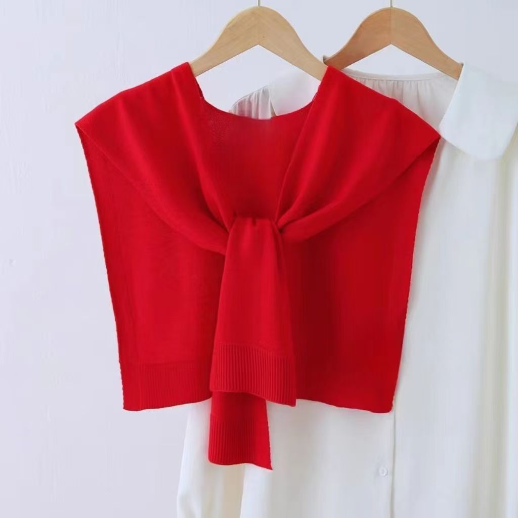 K285 Autumn and winter wool fake collar shoulder shawl knitted knotted scarf shirt outer wear warm neck waistcoat scarf