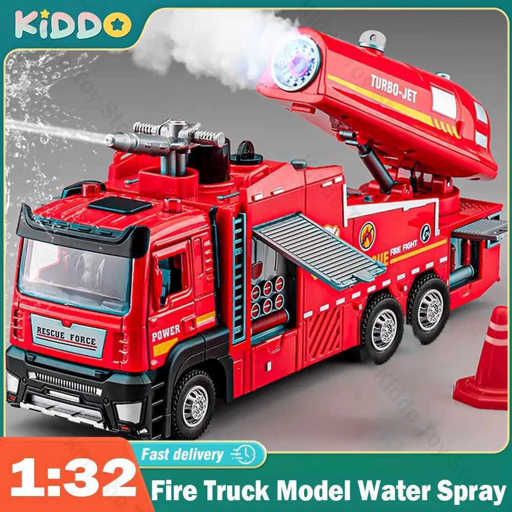 1/32 fire toy car die-casting metal photoacoustic silation water spray rescue truck model Free shipping