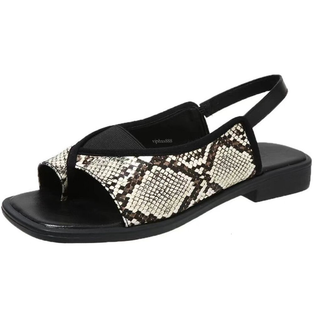 New Designer Sandals With Free Shipping Large Size Flat For Women Square Toe Casual Elastic Roman Sandals