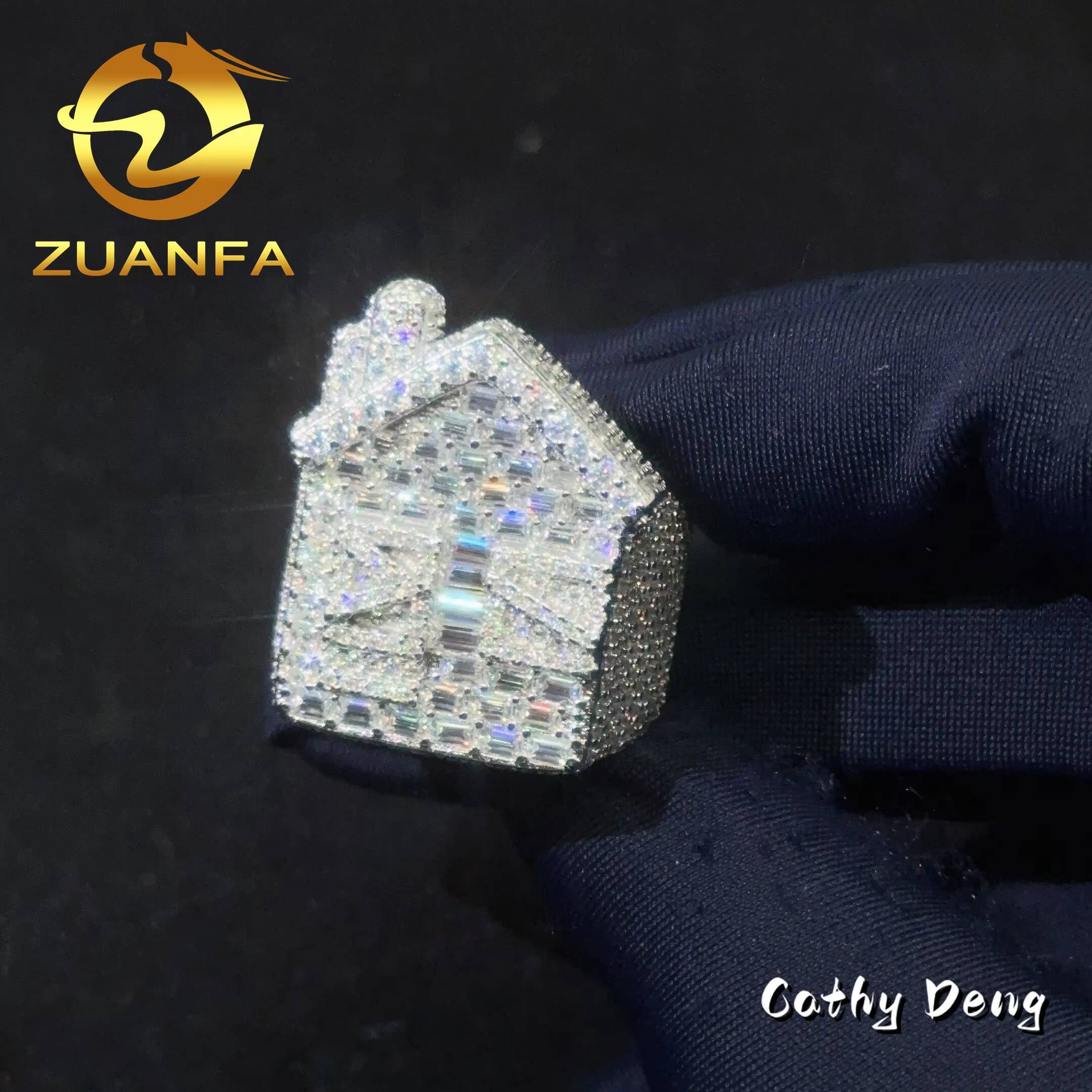 Fashion Men Jewelry House Ring Iced Out Hip Hop Ring 925 Silver Moissanite Diamond Ring