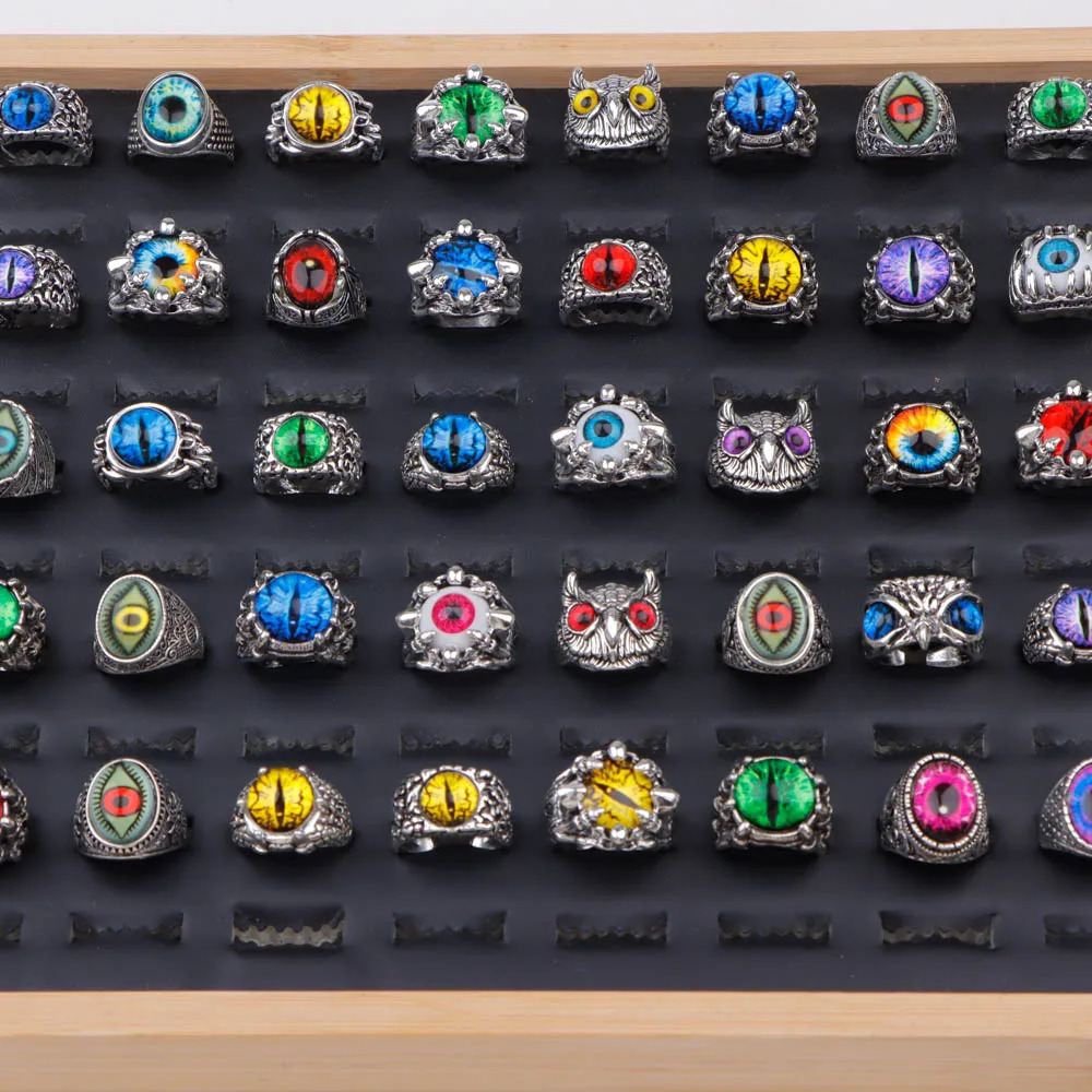 20PcsLot Vintage Punk Gothic Skull Ring for Women Men Retro Owl Skeleton Hip Animal Hop Party Gift Finger Jewelry Mix Style 251031