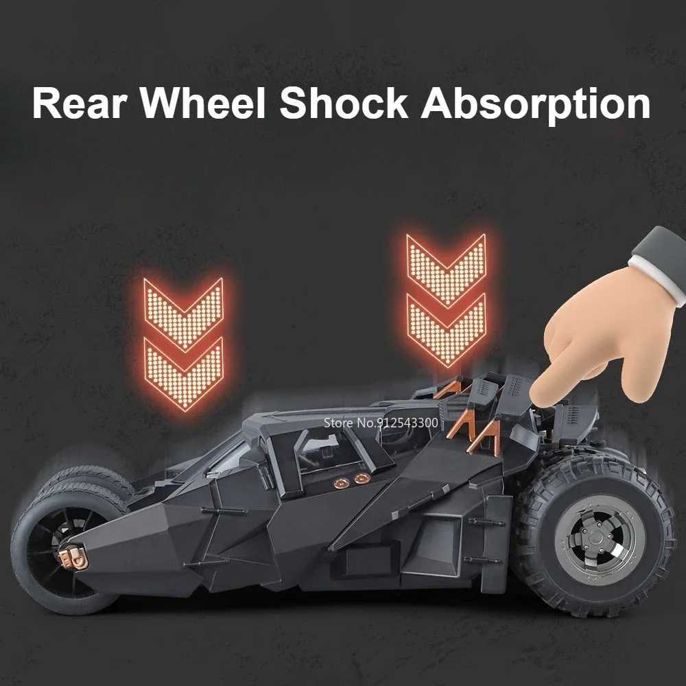 Large scale 1 18 bat car model toy Dark Knight trilogy Sound light slider spray alloy car model decoration gift X250402