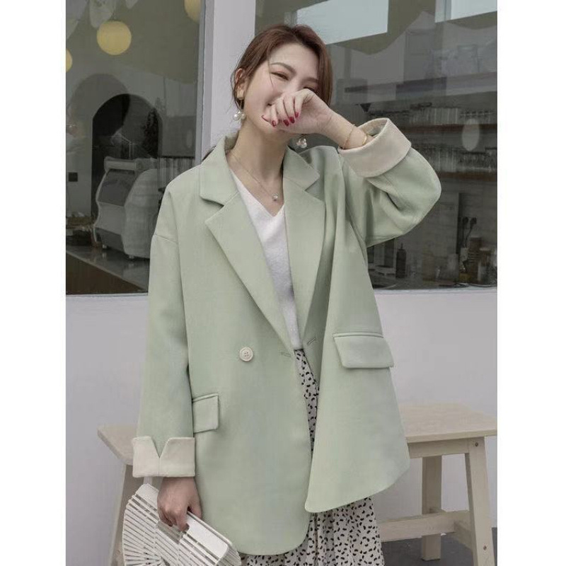 T331Casual Loose Fitting Student Jacket for Women - Seasonal Small Size with Double Breasting
