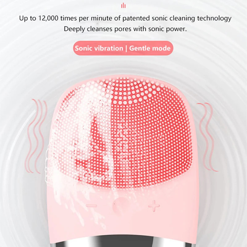 Electric Silicone Square Cleansing Brush Facial Cleanser Ultrasonic Skincare Facial Rechargeable Cleaning Massager 251030