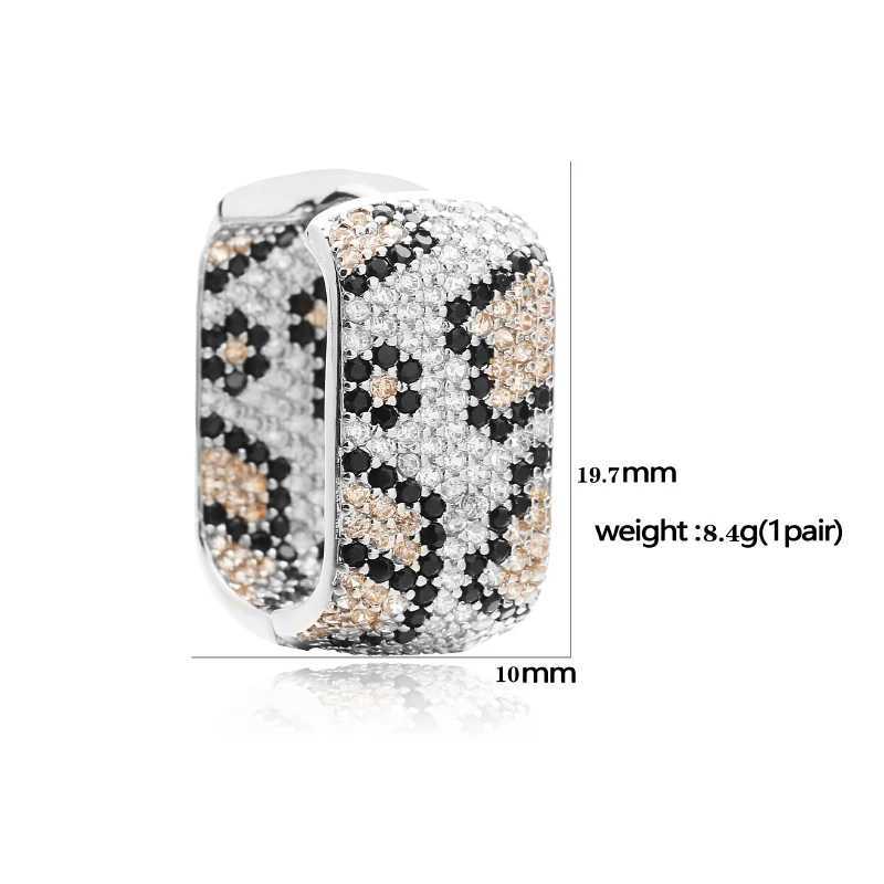 Hecheng Leopard Design Square U-shaped earrings with AAA cubic zirconia earrings Exaggerated Jewelry 1 pair Y250401