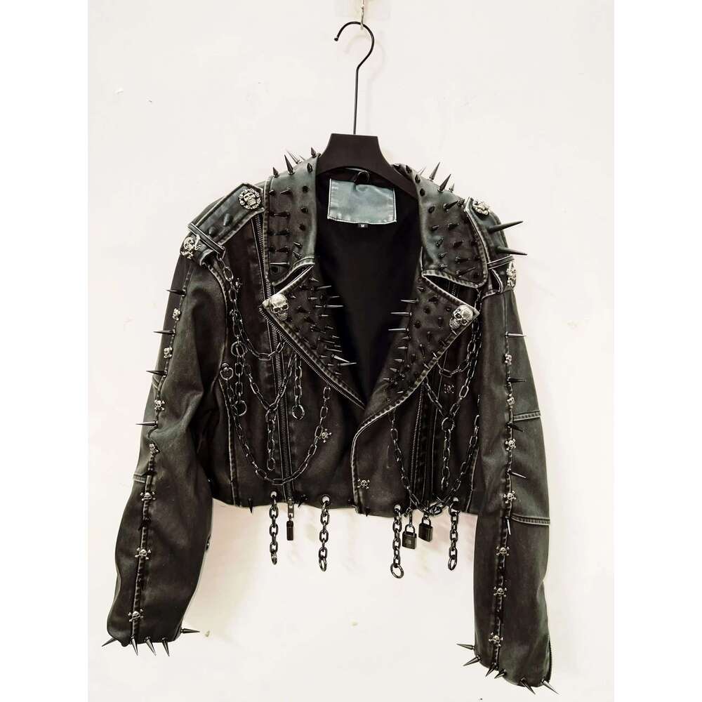 Women's Wear Skull Leather Vintage Haruku Y2k Clothes Gothic Jacket