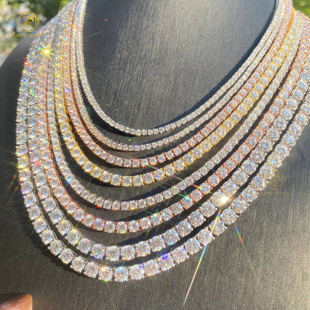 Hip Hop Jewelry Iced Out 3mm 4mm 5mmVVS Diamond Bracelet 10K 14K 18K Real Gold Moissanite Tennis Chain