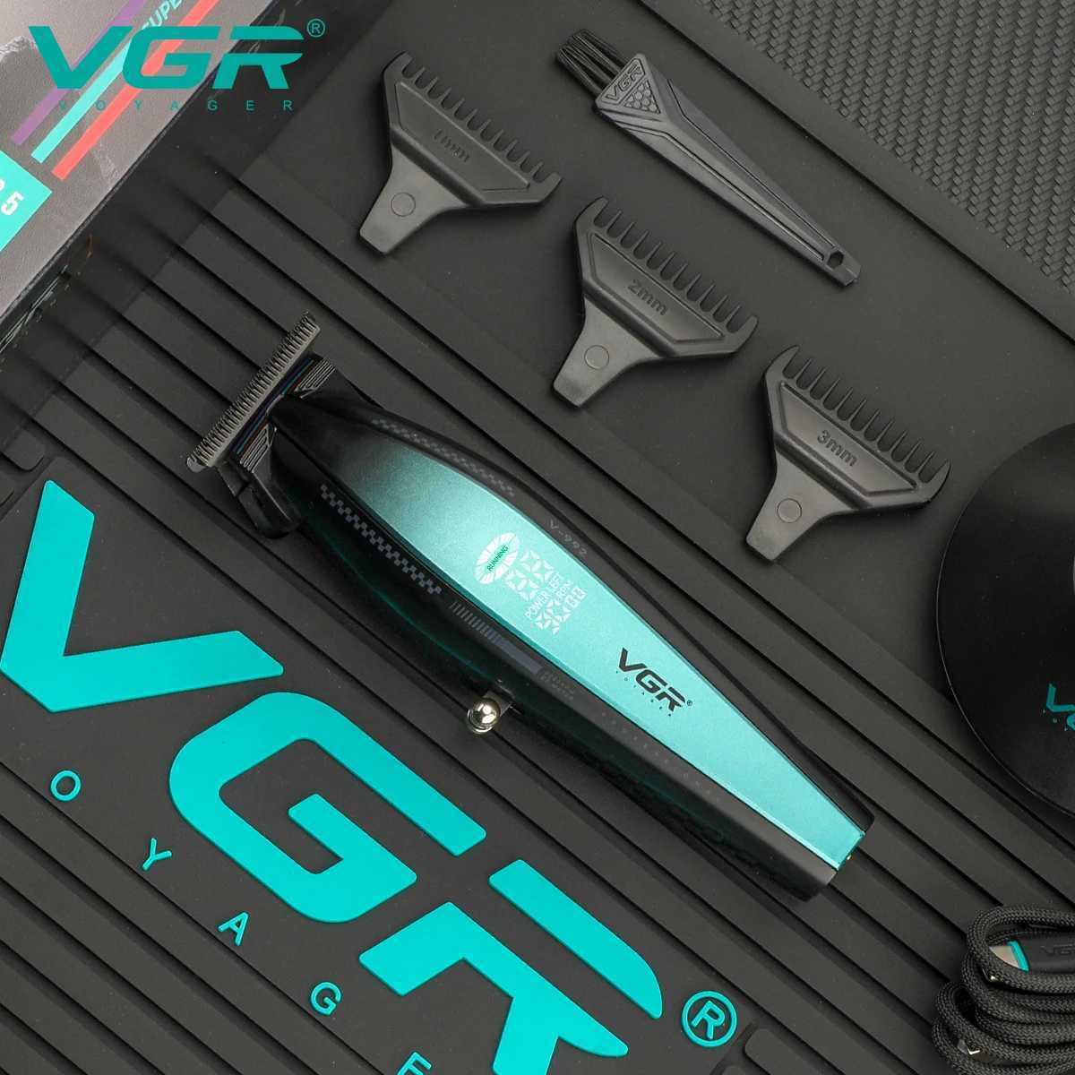 VGR V-992 V-270 high-end mens hair clip with gradient color body professional hair clip with LCD digital display and pus W250402