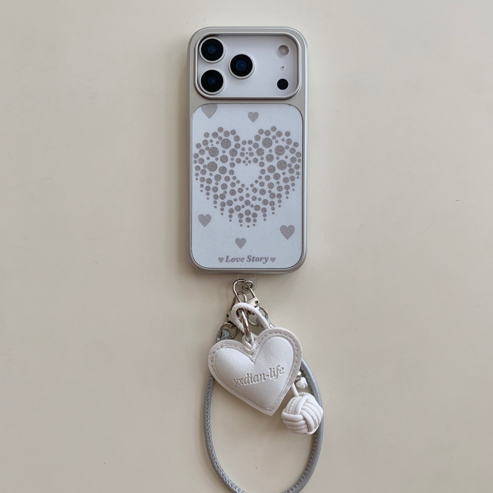 Glitter Polka Dot Heart Phone Case Compatible with iPhone 17/16 Pro Solid Color Protective Cover iPhone 15/14 Cartoon