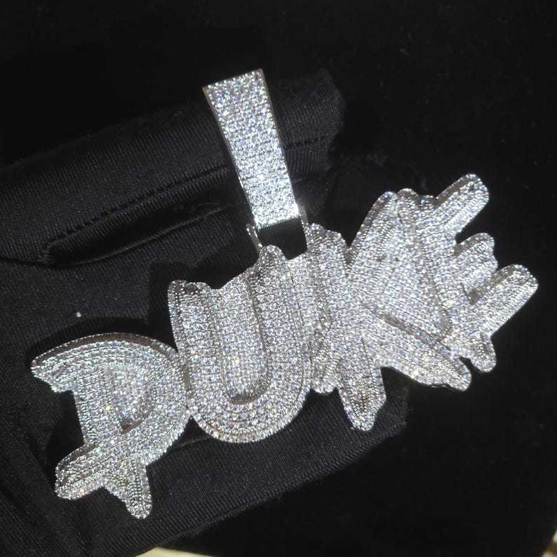 Custom pendant Hip Hop Moissante Luxury Jewelry Women Custom Iced out Name letter Pendant Necklace 925 Sier Cuban Chain Necklace