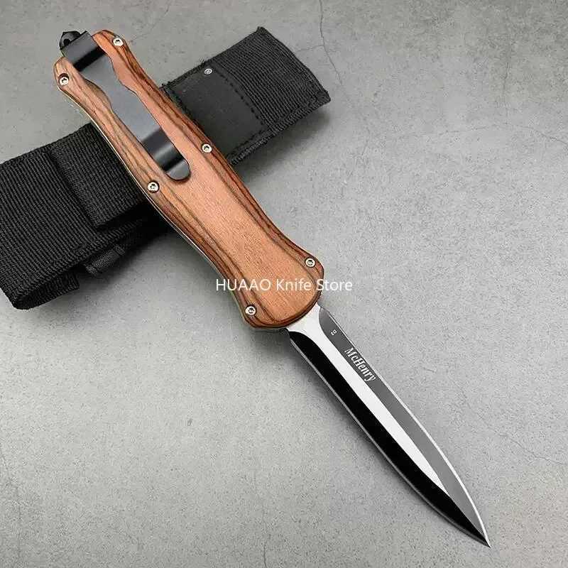 BM A06 folding blade Knfie assisted opening D2 blade wooden handle hunting knife camping self-defense EDC multi tool giftW250402