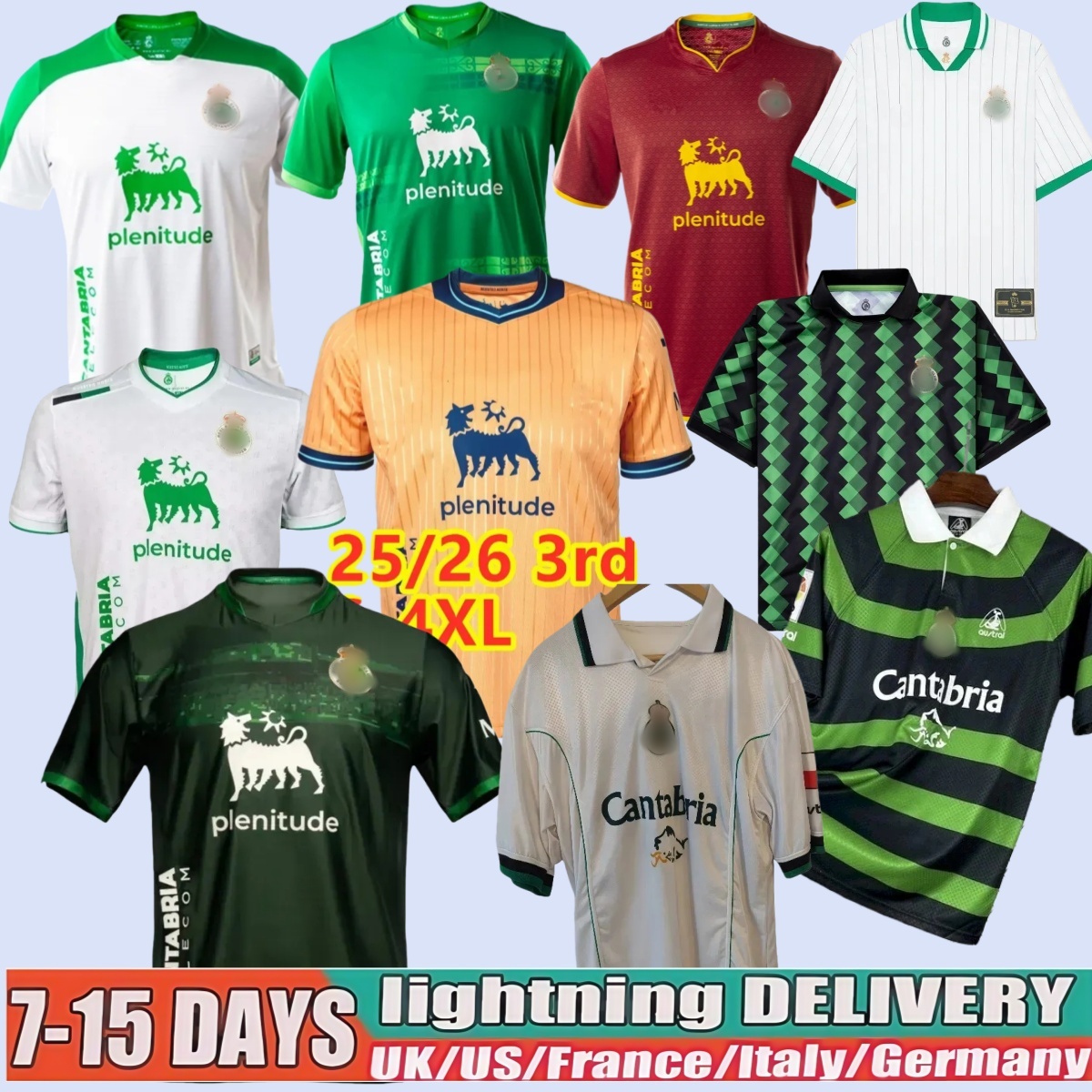 Racing de Santander 112th Anniversary Camiseta Futbol Vintage 2024 25 Football Shirt Men Home Away Third Tops 99 00 Soccer Jersey Trikot666888