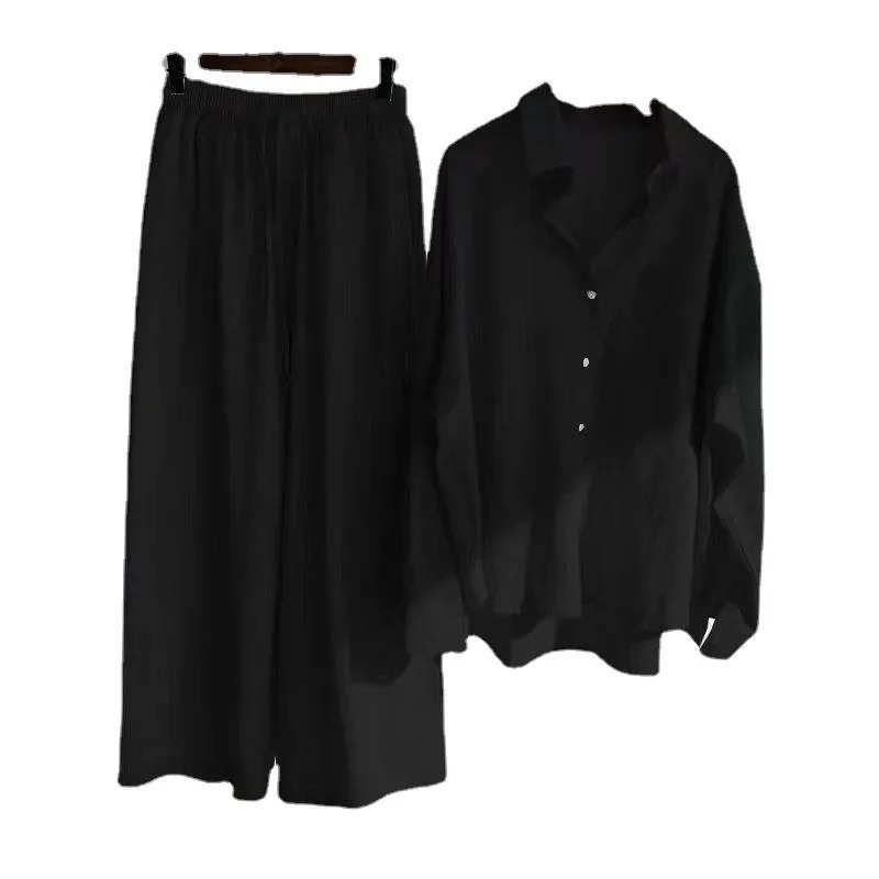 Spring/Summer Retro Cotton Linen Womens Loose Mens Shirt Set Womens Foreign Trade Wholesale 250327