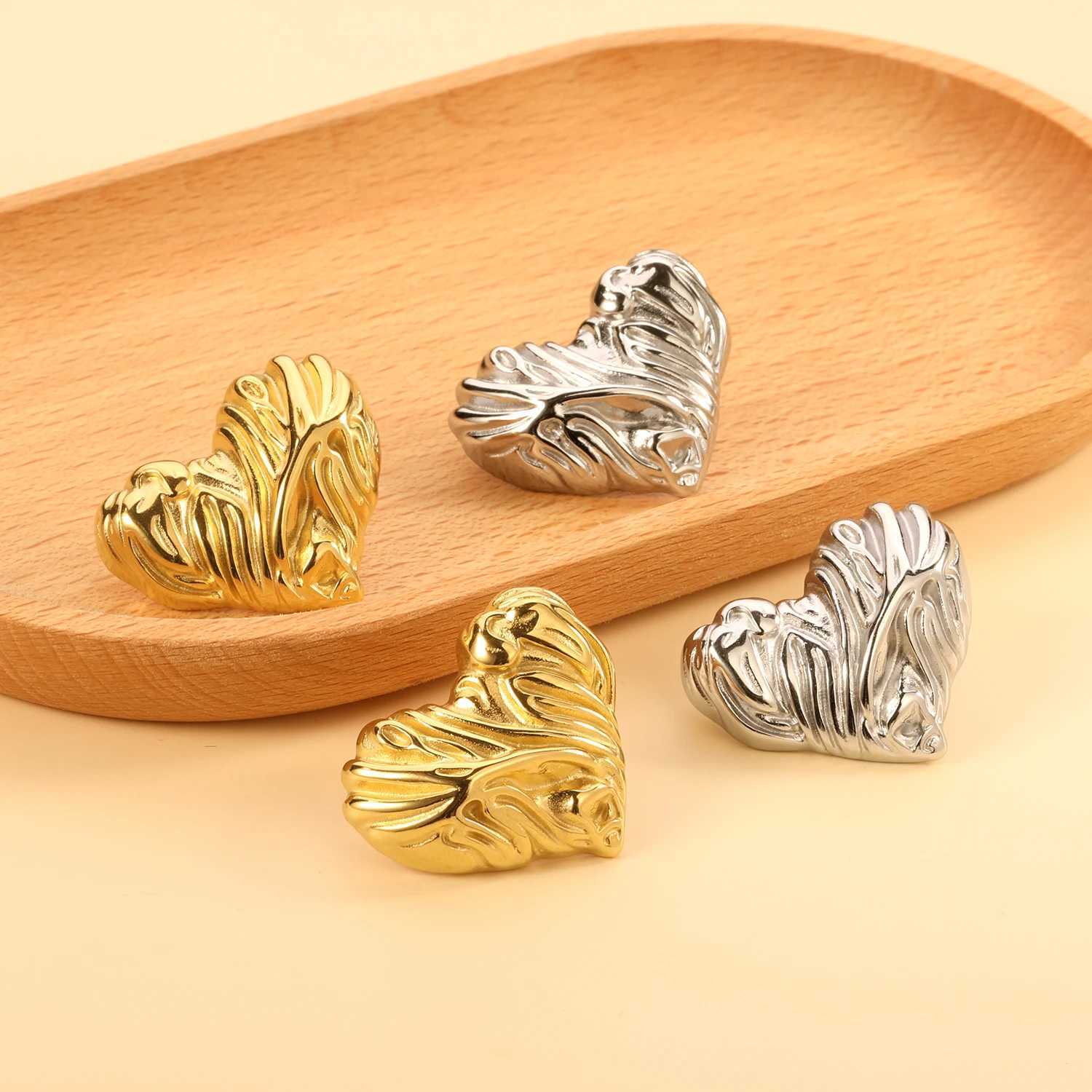 ASONSTEEL luxury stainless steel heart-shaped stud earrings fashionable gold-plated earrings romantic jewelry waterproof charm metal Y250401