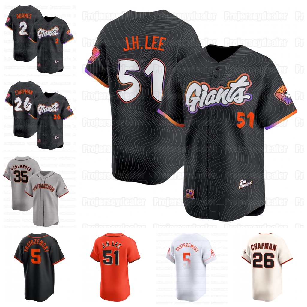 16 Rafael Devers Justin Verlander Giant 2025 City Connect jerseys Adames Jung Hoo Lee Buster Posey Slater Fitzgerald Slater Matt Chapman David Villar Yastrzemski
