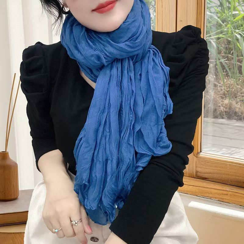 T400 scarf women 2025 new scarf neck warm winter blue red silk scarf Korean atmosphere