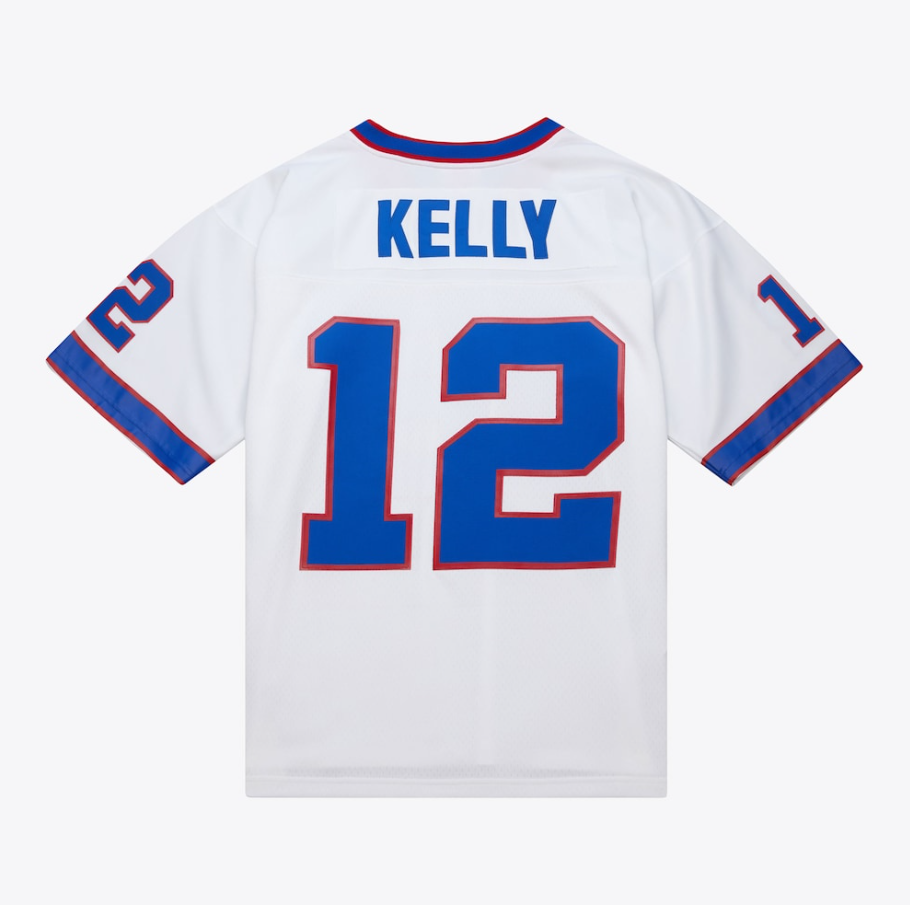 Stitched football Jerseys 12 Jim Kelly 1994 white mesh Legacy Retired retro Classics Jersey Men women youth S-6XL blue