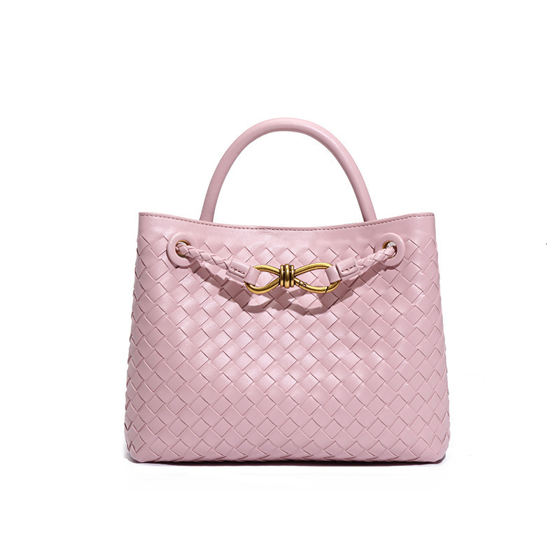 New fashionable women s bag with bow bag hand woven handbag trendy handheld shoulder width design European and American style designer bag
