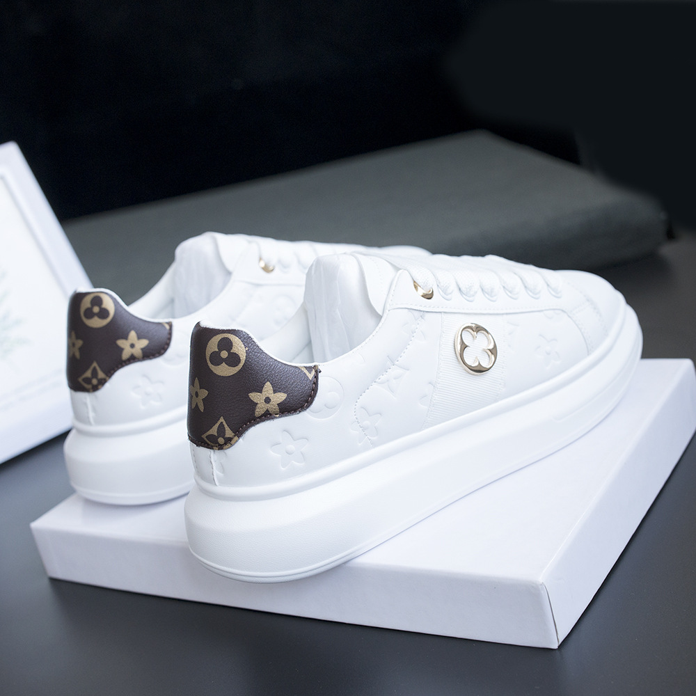 New style couple white casual printed matching color skate thick sole lightweight comfortable sports shoes fashionable men wear size 39-44