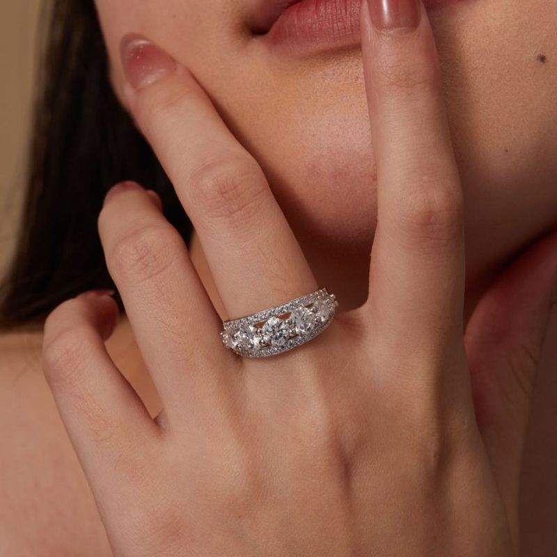 MT GRA 2.3ct Moissanite Engagement Ring for Women, D Color VVS1, 18K White Gold Plated S925 Sterling Silver Eternal Promise Ring, Perfect for Women an