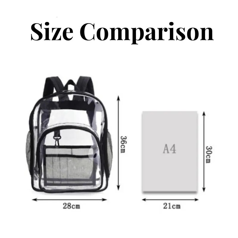 Backpack Waterproof Transparent School Bag Girl Large Capacity Backpack Solid Clear Backpack Men Fashion Transparent Plastic Bag 251031