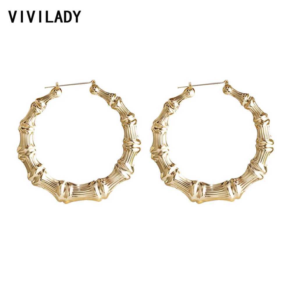 VIVILADY Hot Bamboo Hoop Earrings Womens Basketball Wife Summer Spring Summer Autumn Fashion Jewelry Girl Bijoux Accessories Gifts Y250401