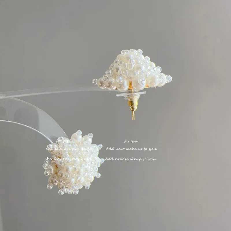 2025 New Arrival Spring Solid Color Crystal Imitation Pearl Stud Earrings For Women Fashion Sweet Geometry Jewelry Gifts Y250401