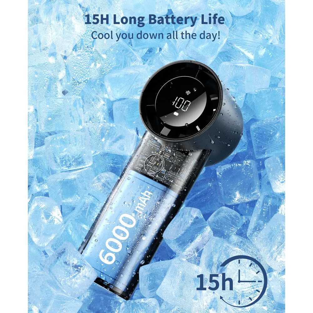 ColdSky portable handheld fan 6000mAh battery powered cooling fan 5-speed adjustable small desktop fan suitable for outdoor travel and home useXJ25040