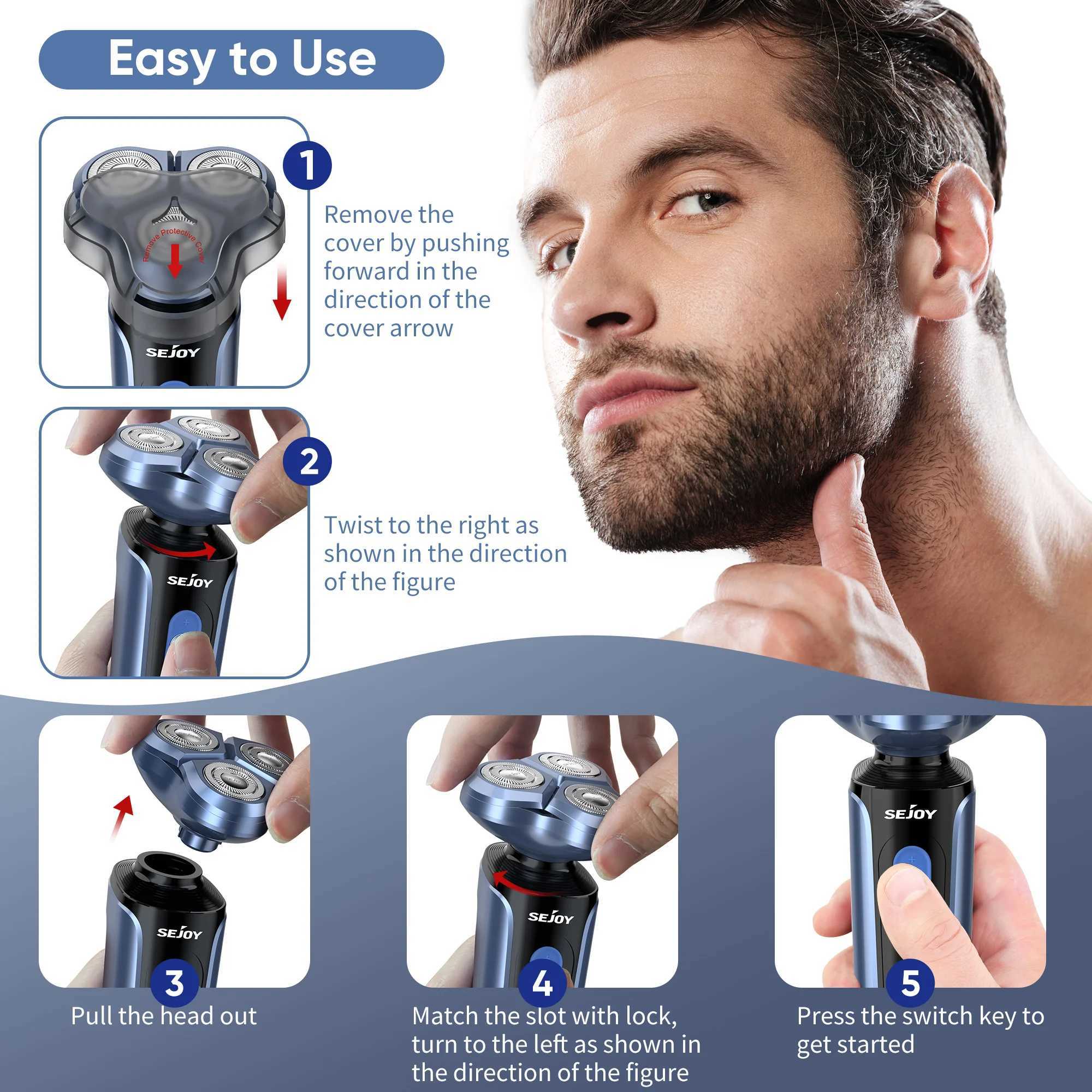 SEJOY Rotating Electric Shaver Kit Rechargeable Multi functional Shaver Z250402