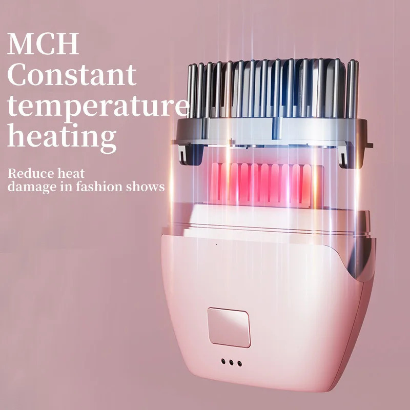 Cordless Hair Straightener Brush3 Temp Adjustable Fast Heating Electric Brush Hair Straightening Styling Detangling Comb 251030