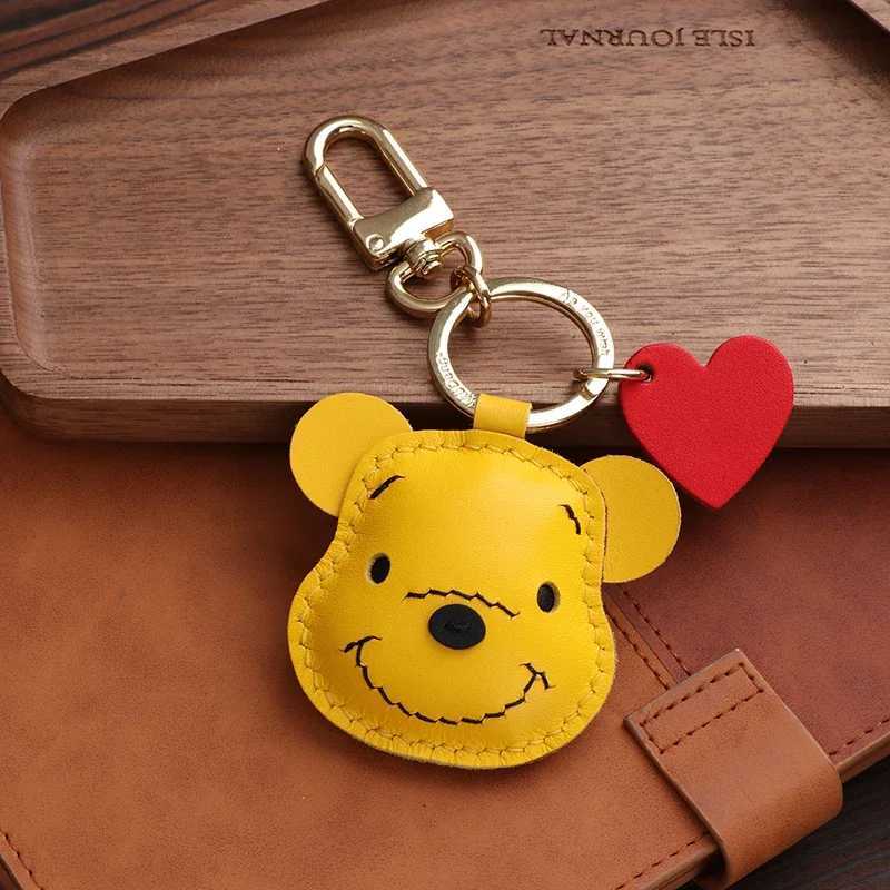 Handmadereal sheepskinWinnie the Pooh keychain cute bear couple doll bag pendant Bagcharm X250402