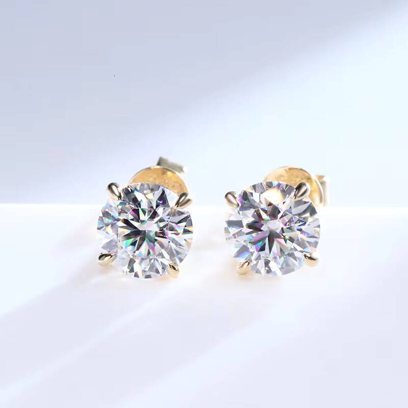 IGI Certificate Classic 4 Prongs Diamond Stud Earrings 14K Solid Gold Jewelry D VS1 Lab Diamond Stud Earrings for Men Women