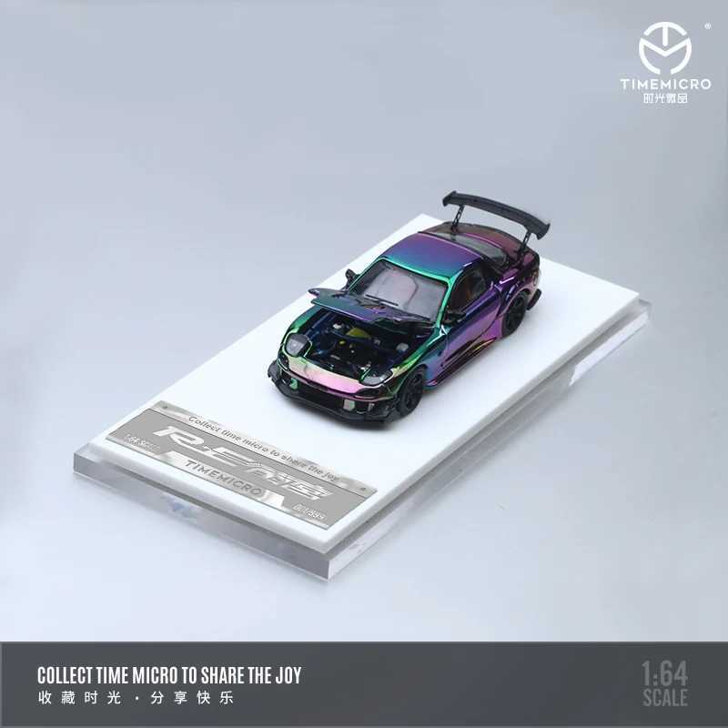 Time Mirco1 64 Mazda RX-7 Rain Palace Open Cover Plating Color Alloy Car Model for Gift Collection Display X250402