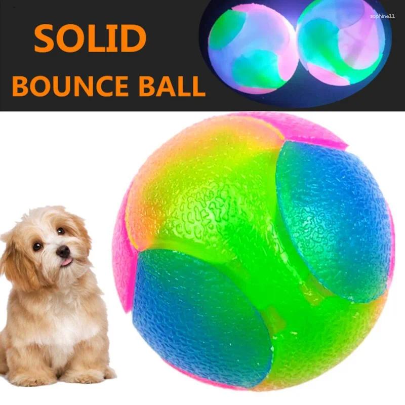 Update Glowing Ball Dog Toy LED Balls Flashing Elastic Molar Pet Color Light Interactive Toys For Puppy Cats
