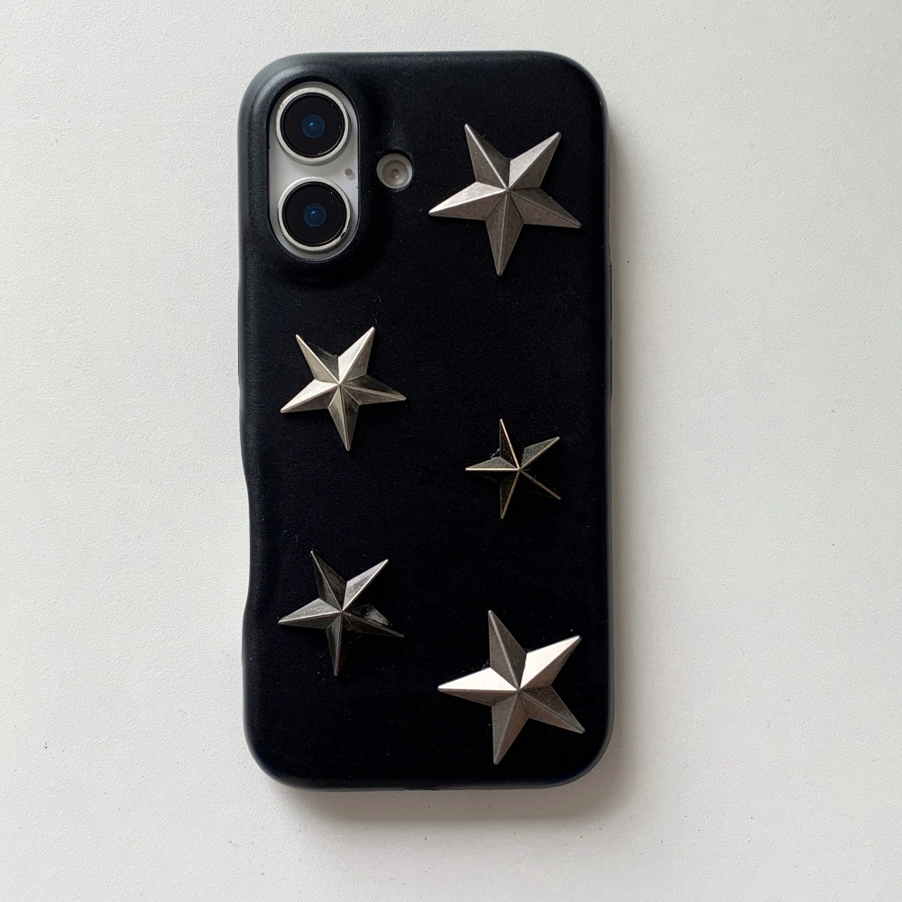 Denim Five-Pointed Star Phone Case Compatible with iPhone 17/16/15 Pro Simple Shockproof iPhone 14/13 Cartoon
