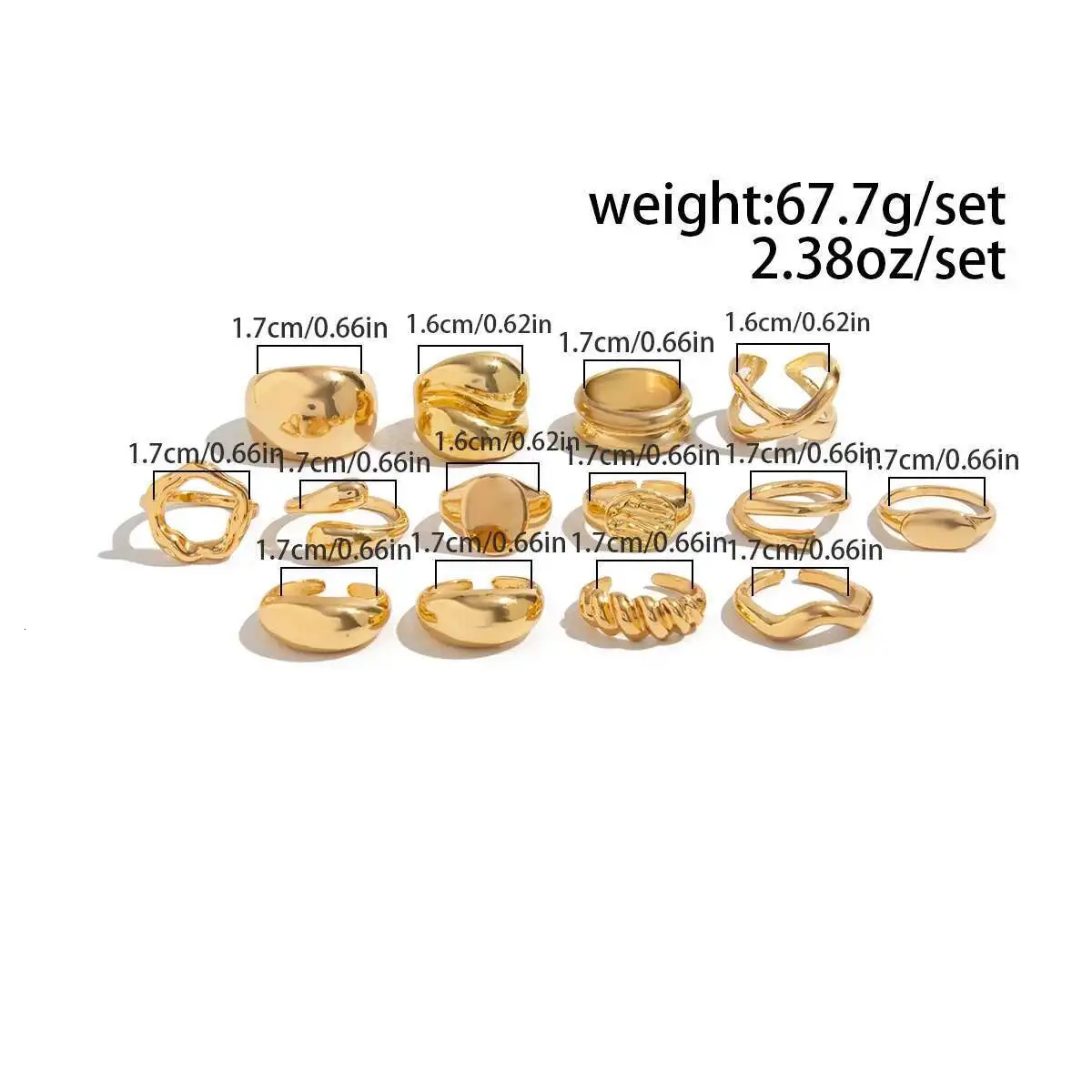 PuRui 14PcsSet Retro Creative Silver Color Rings for Women Men Gothic Chunky Thick Hollow Rings Finger Open Adjustable Jewelry 251031